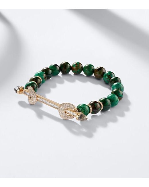 ANANYA Green Chakra 18Kt Beaded Bracelet With Gemstones