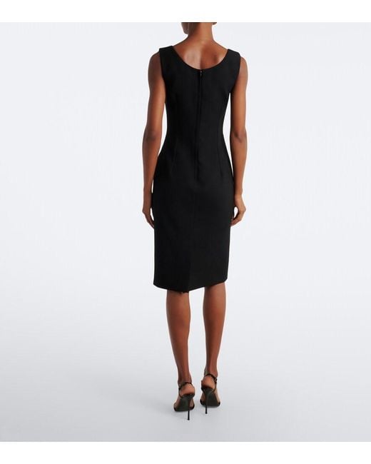 Dolce & Gabbana Black Virgin Wool Midi Dress