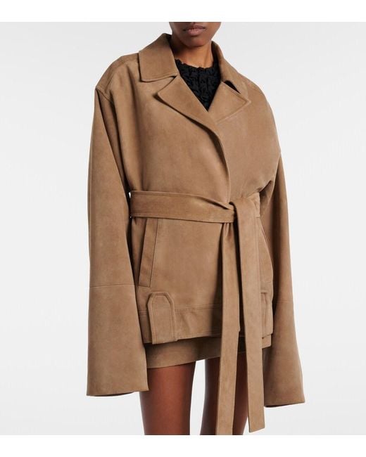 Khaite Brown Alder Belted Suede Jacket