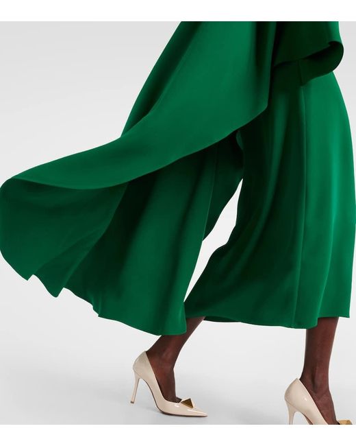 Vestido midi de crepe de seda con capa Valentino de color Green