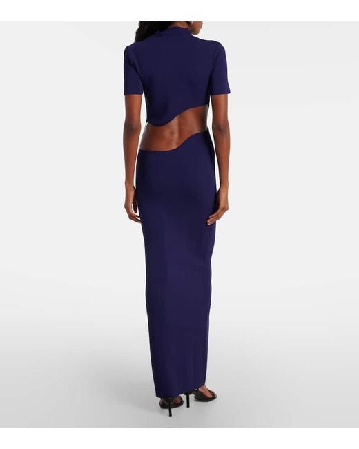 Abito Lungo Lattice Separation Con Cut-Out di Christopher Esber in Blue