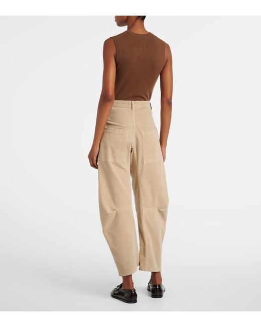 Nili Lotan Natural Shon Mid-Rise Corduroy Tapered Pants