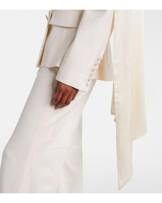Nina Ricci Natural Scarf-Detail Virgin Wool Gabardine Blazer