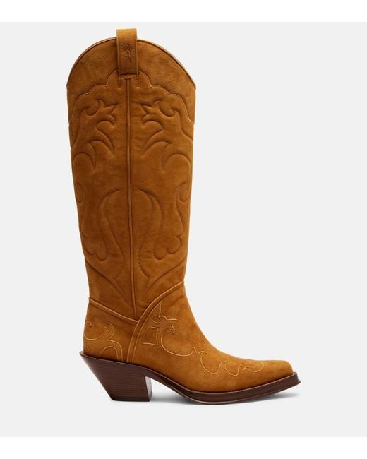 Gabriela Hearst Brown Capitana Suede Cowboy Boots