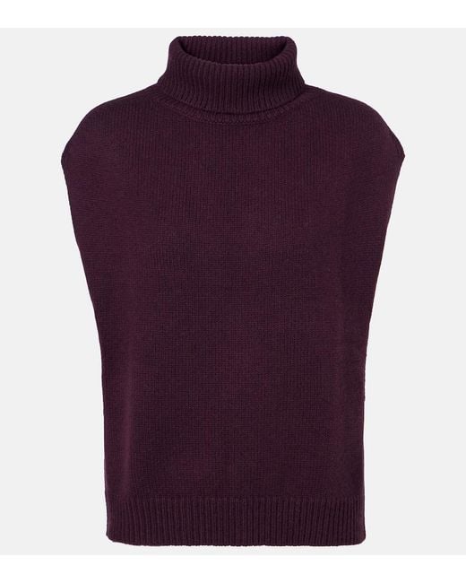 Jardin Des Orangers Purple Turtleneck Wool And Cashmere Sweater Vest
