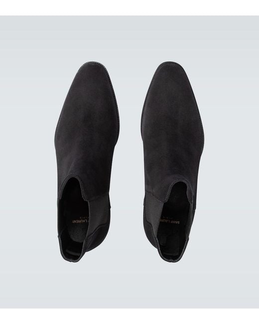 Saint Laurent Black Wyatt 30 Suede Ankle Boot for men
