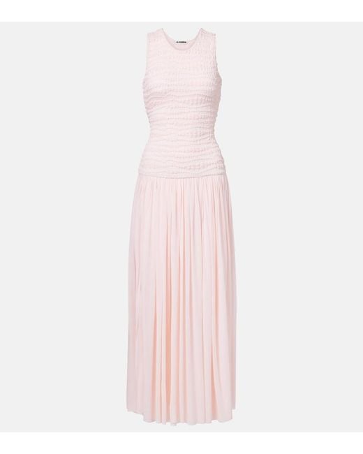 Jil Sander Pink Shirred Maxi Dress