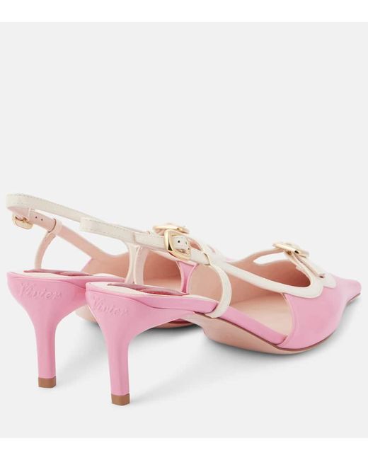 Roger Vivier Pink Viv' Canard Leather Slingback Pumps