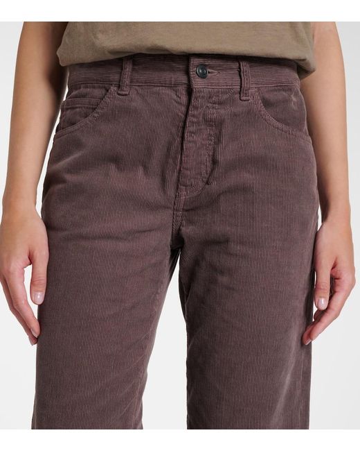 The Row Brown Carlyl Mid-Rise Corduroy Straight Pants