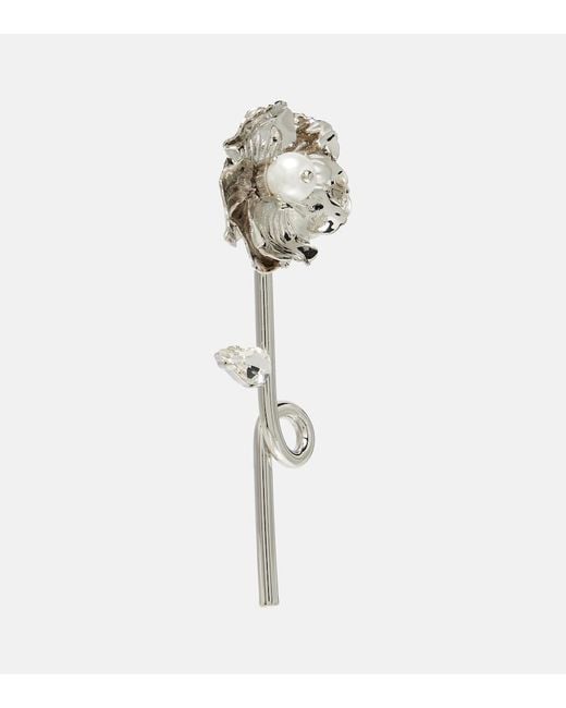 Simone Rocha Metallic Crystal-Embellished Faux Pearl Earrings