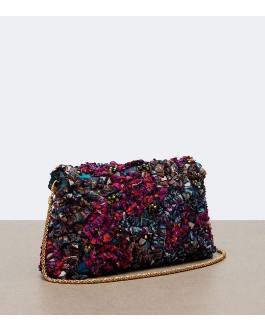 Dries Van Noten Blue Embellished Embroidered Clutch