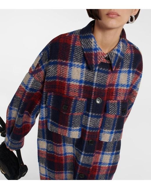 Isabel Marant Blue Fontizi Checked Coat