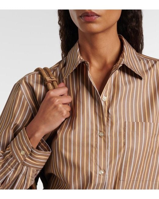 Leset Brown Yoshi Striped Cotton-Blend Twill Shirt