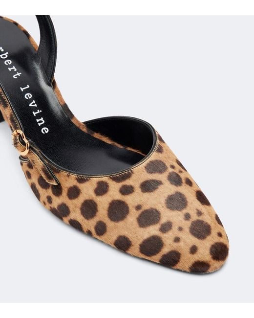 Herbert Levine Brown Ask Around Calf Hair Slingback Pumps