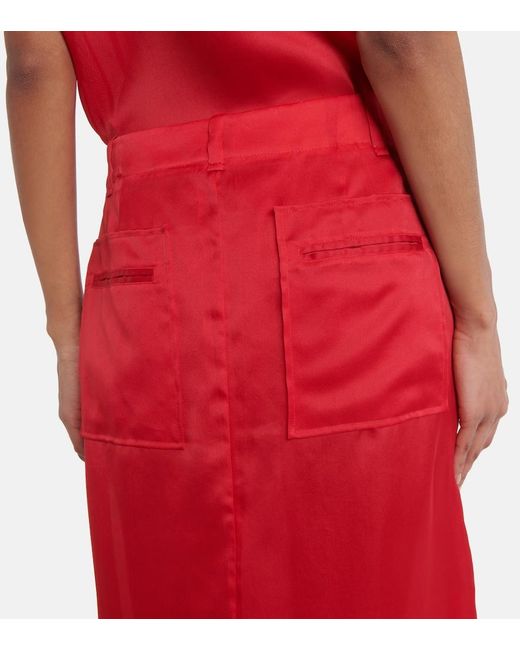 Khaite Red Lucian Silk Organza Maxi Skirt