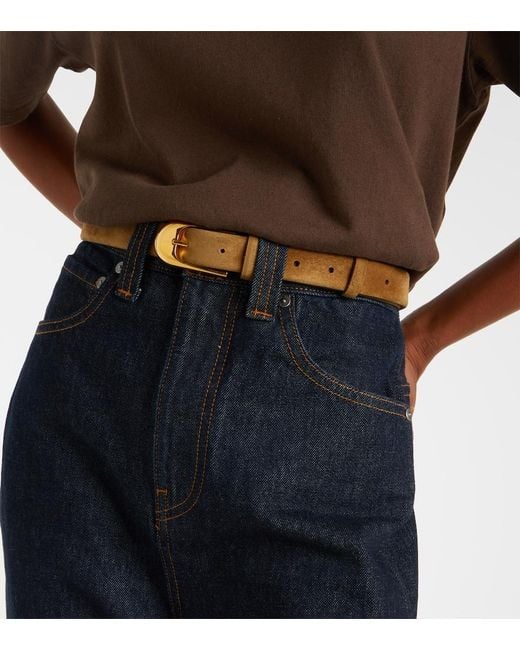 Khaite Brown Dome Suede Belt