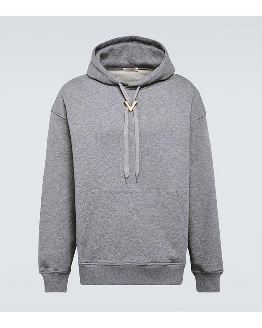 Valentino Gray Vgold Cotton Jersey Hoodie for men