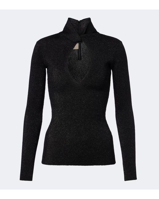Valentino Black Cut-Out Lame Sweater