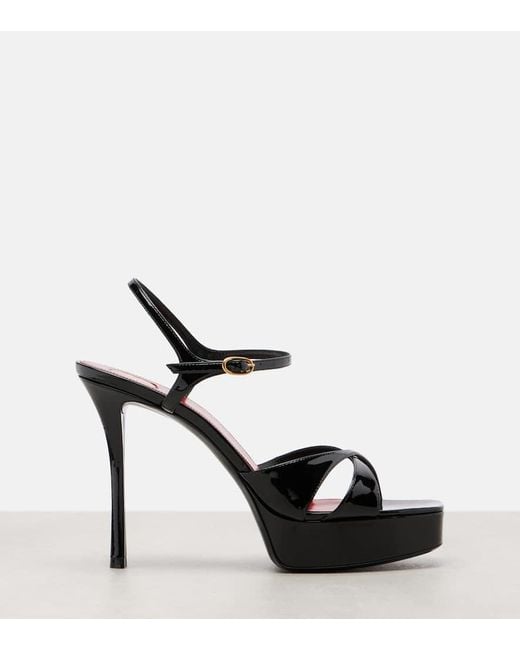 Sandalias Con Plataforma Debbie 85 De Charol Saint Laurent de color Red
