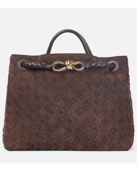 Bottega Veneta Brown Andiamo Medium Suede Tote Bag