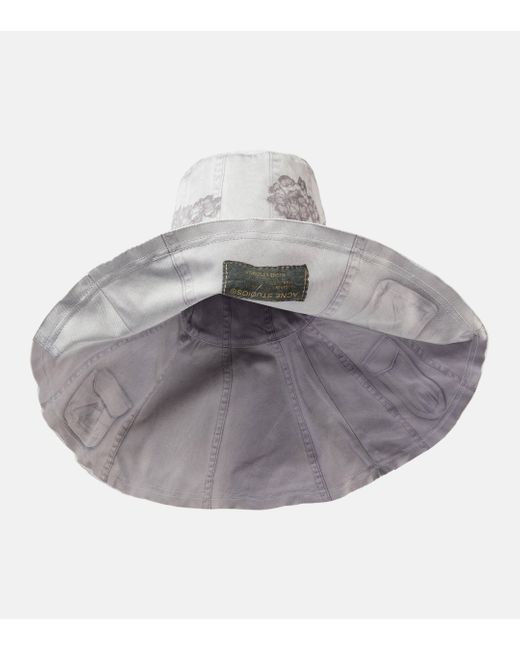 Acne Gray Oversized Reversible Cotton Bucket Hat