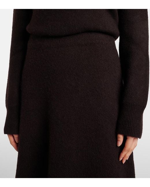 The Row Black Ivanka Cashmere And Silk Midi Skirt