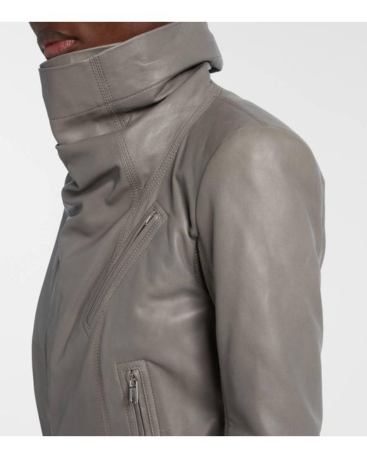 Rick Owens Gray Leather Biker Jacket