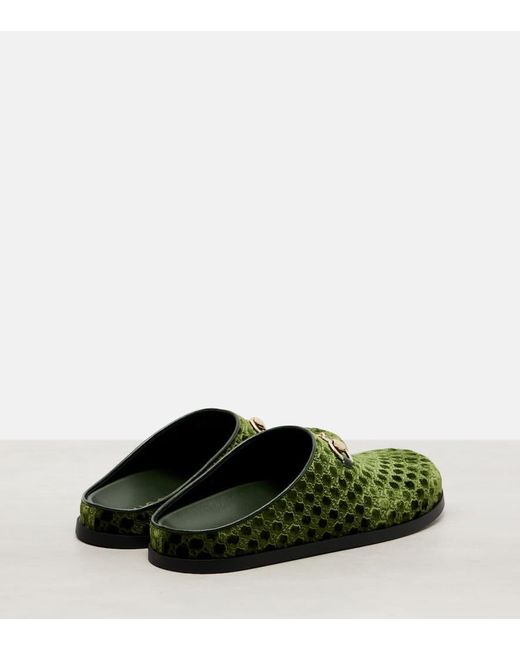 Mules De Terciopelo Gg Con Horsebit Gucci de color Green