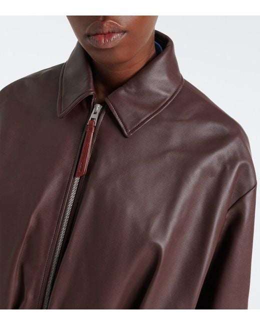 Loewe Brown Draped Leather Jacket