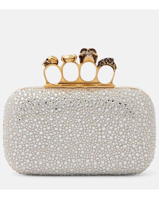 Alexander McQueen Metallic Clutch Skull Knuckle Mit Kristallen