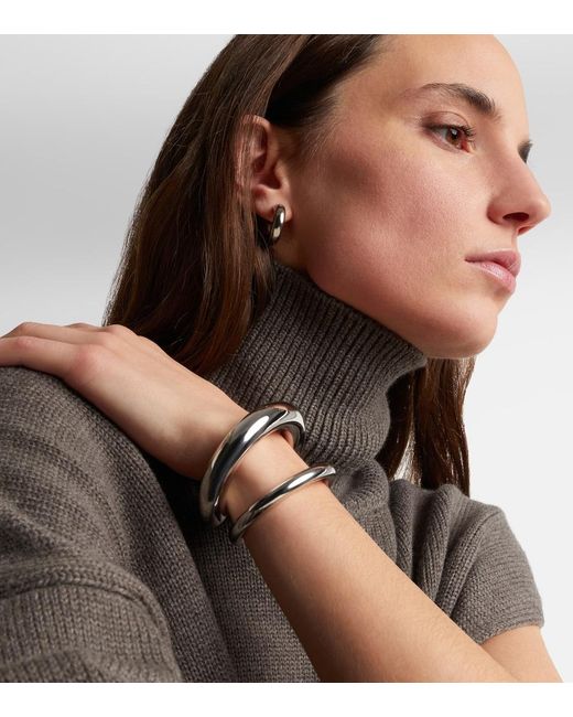 Jennifer Fisher White Samira Micro Rhodium-Plated Hoop Earrings