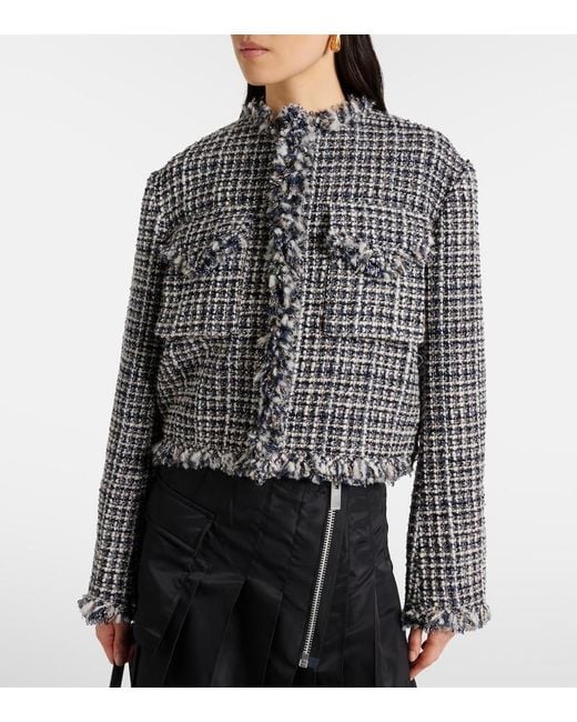 Sacai Black Wool-Blend Tweed Jacket