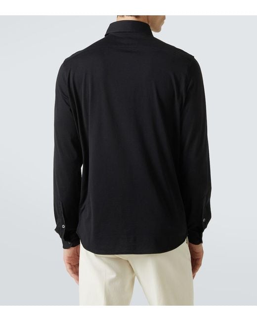Thom Sweeney Black Cotton Jersey Shirt for men