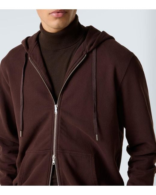 Sunspel Purple Loopback Cotton Hoodie for men