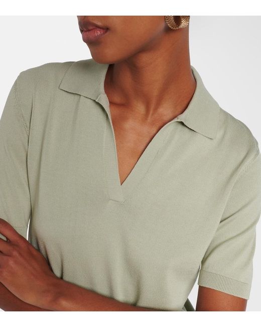 Altuzarra Green Clay Cropped Cotton And Silk Polo Sweater