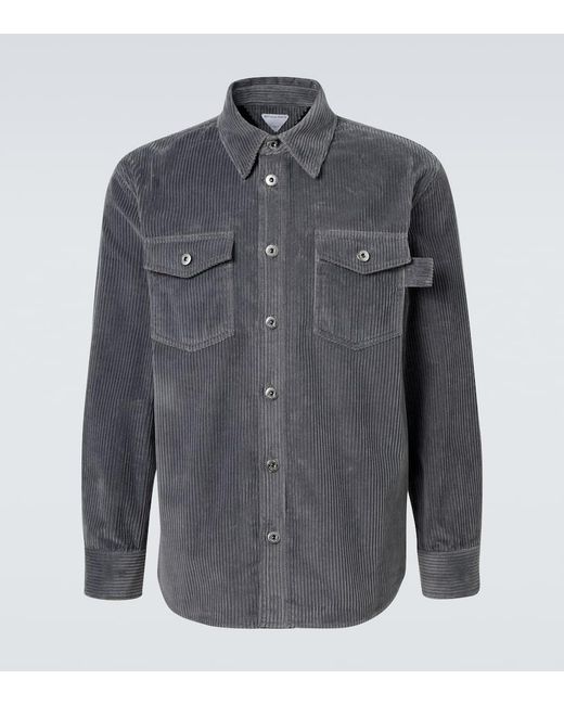 Bottega Veneta Gray Matt Cotton Corduroy Shirt for men