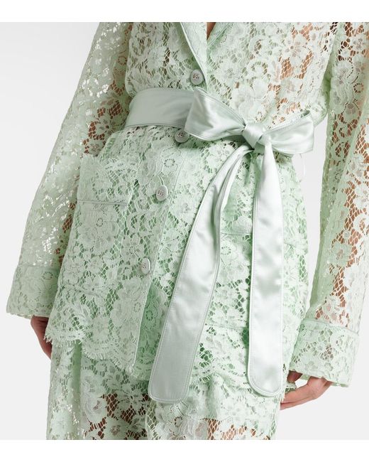 Dolce & Gabbana Green Belted Lace Blazer