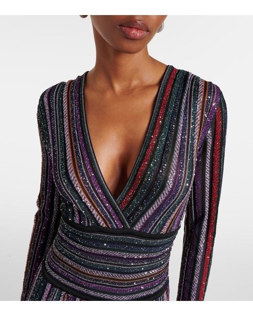 Missoni Blue Sequined Striped Gown