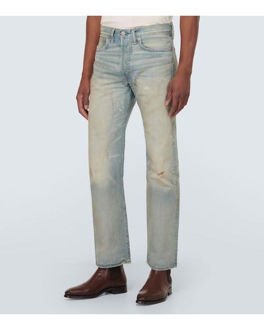 RRL Blue Mid-rise Straight Jeans for men