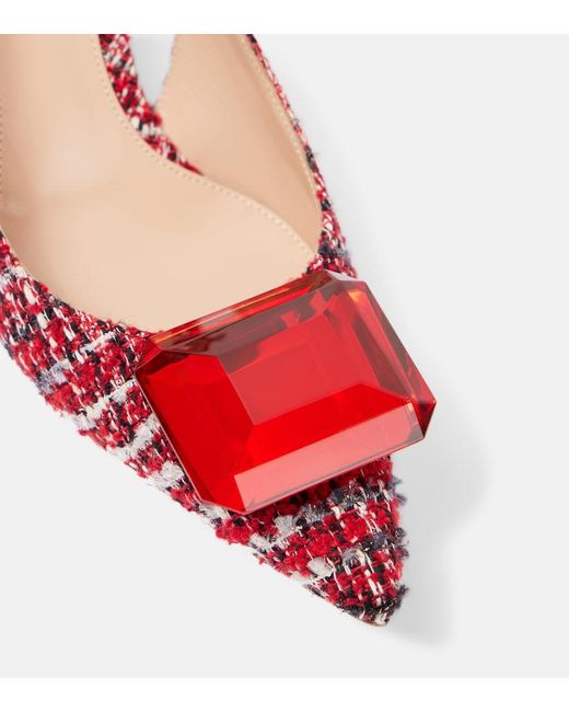 Gianvito Rossi Red Jaipur Boucle Slingback Pumps