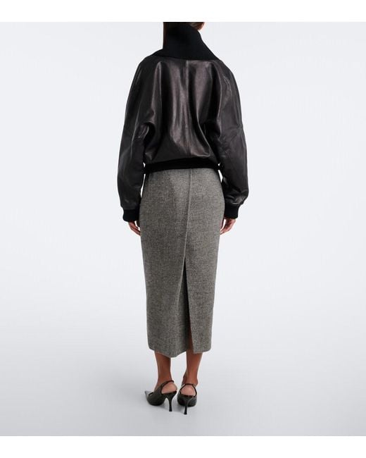 Magda Butrym Gray Wool And Cashmere-Blend Midi Skirt