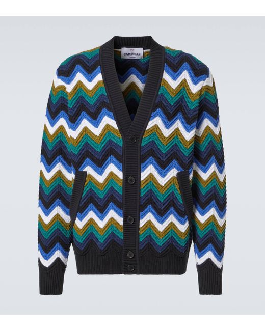 Missoni Blue Zigzag Cotton-blend Lame Cardigan for men