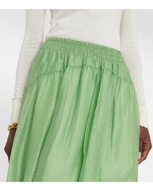 Vince Green Gathered Midi Skirt