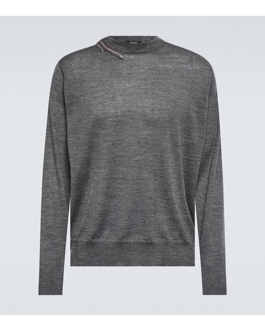 Undercover Gray Embellished Wool Sweater for men