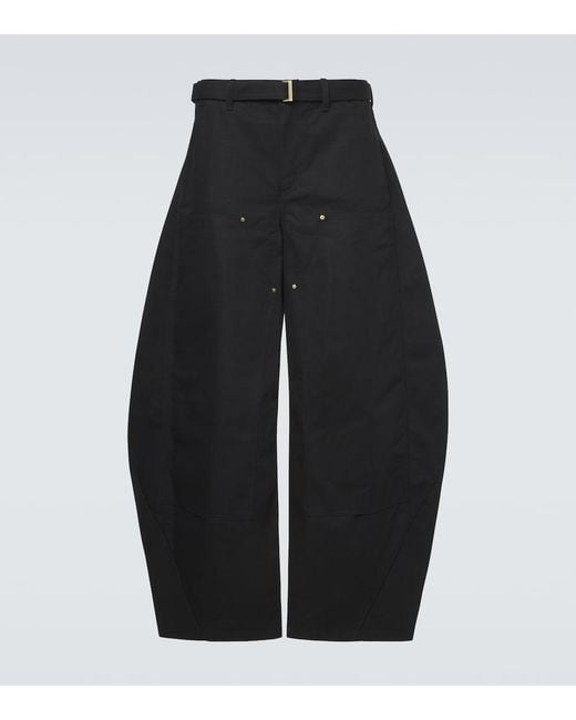 Sacai Black X Carhartt Wip Cotton Barrel-Leg Pants for men