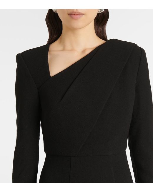 Roland Mouret Black Wool Crepe Midi Dress