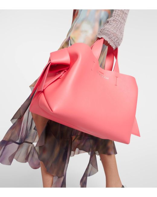 Acne Pink Musubi Midi Leather Tote Bag