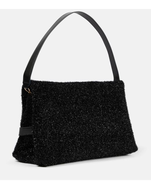 Victoria Beckham Black Chain Medium Glitter Shoulder Bag
