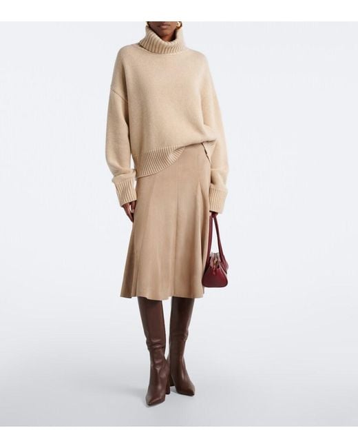 Stouls Natural Sabrina Suede Midi Skirt