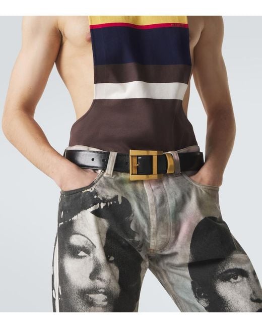 Cinturon De Piel Versace de hombre de color Brown